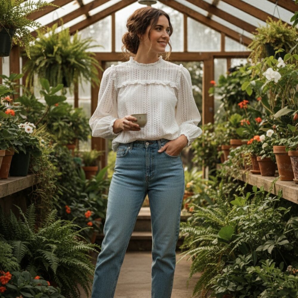 Madewell Cream Eyelet Lace Top